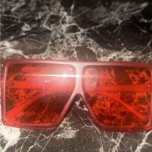 Red square frame sunglasses